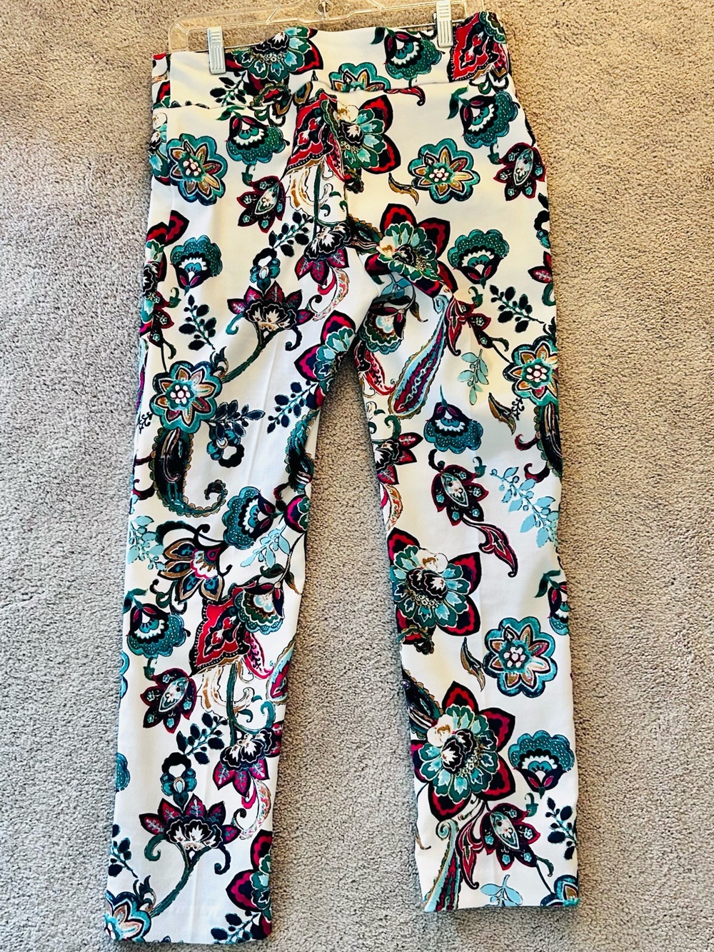 Patchington Lisette Floral Paisley ankle crop stretchy pants size 8